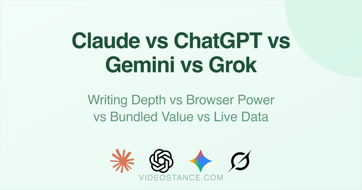 Claude vs ChatGPT vs Gemini vs Grok: Writing Depth vs Browser Power vs Bundled Value vs Live Data
